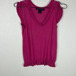Marc by Marc Jacobs Blouse Top‎ Size Small Fuschia Silk Blend Ruffle Sleeve Knit